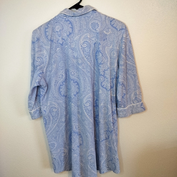 Lauren Ralph Lauren  Blue/White Paisley nightshirt Size L Classic, Preppy - Picture 2 of 5